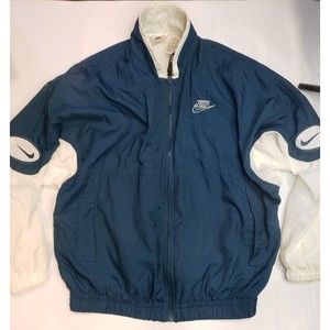 Vintage Nike Men's Windbreaker Size Medium Green White Zip Up Lightweight 1990s